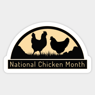 National Chicken Month, rooster and hen Sticker